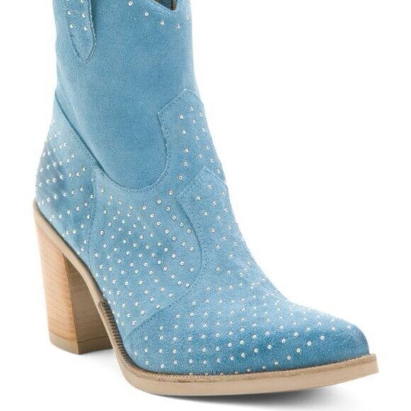 EMANUELE CRASTO Shoes - EMANUELE CRASTO Made In Italy Suede Studded Cowboy Boots size 39/8.5US NWB